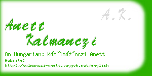 anett kalmanczi business card